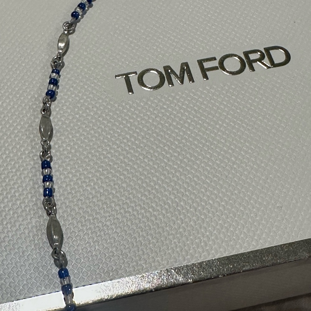 Vintage late 90s handmade silver plated and blue beaded necklace choker - Picture 3 of 6